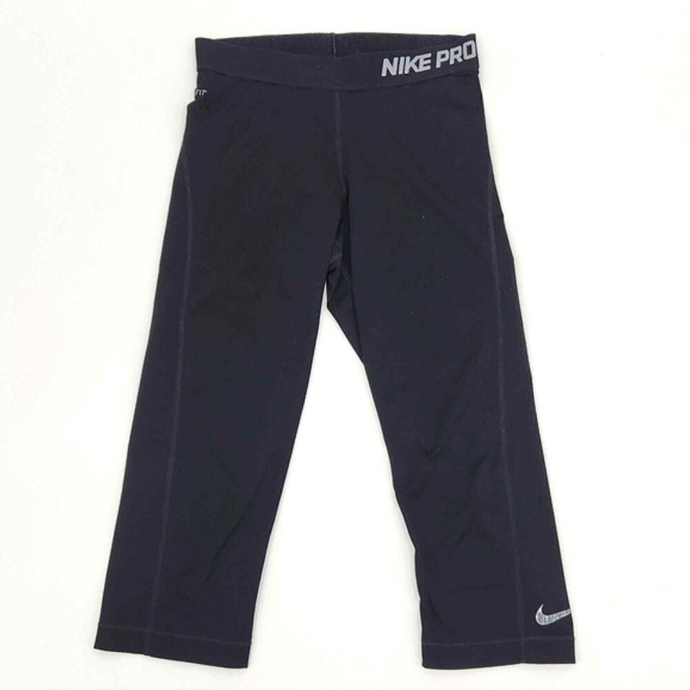 Nike Pro Womens Small Compression Dri Fit Athletic Pants Leggings Black White